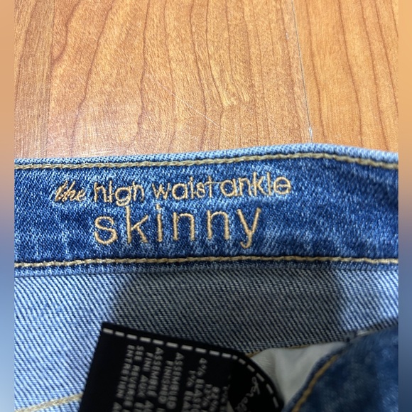 7 For All Mankind Jeans High Waist Ankle Skinny Silver Stripe Size 30 - Picture 6 of 13